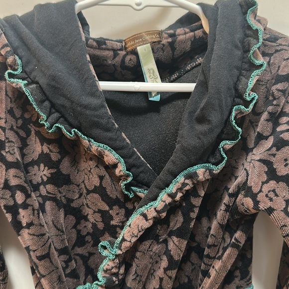 Matilda Jane Kids Robe with Pockets & Hood Size 4 - Velour Brown Floral - Picture 3 of 12